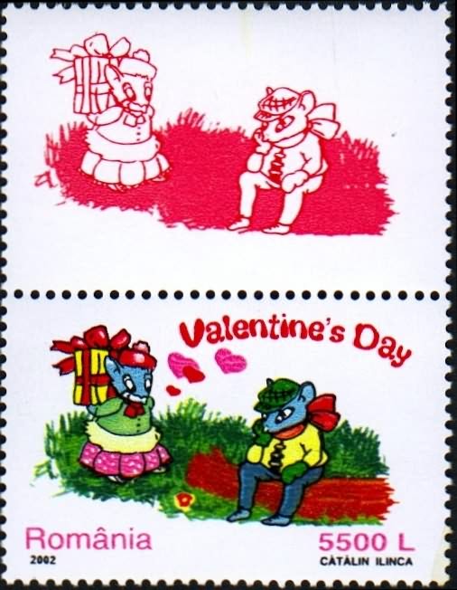 Марка Румынии, посвящённая Дню Святого Валентина.